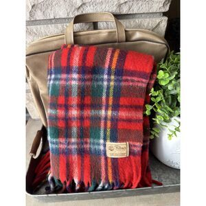 Vintage Horner Wool Blanket Red Plaid Tartan Camp Blanket